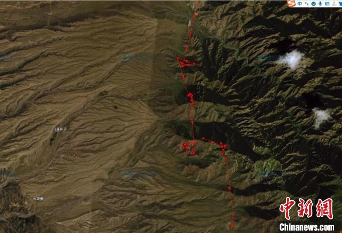 圖為雪豹故地重游來到放歸地的足跡?！?nèi)蒙古賀蘭山國家級自然保護區(qū)供圖