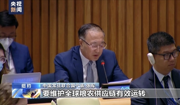 △2022年7月，第76屆聯(lián)合國(guó)大會(huì)舉行高級(jí)別特別會(huì)議?！叭虬l(fā)展倡議之友小組”就糧食安全問(wèn)題闡述小組成員共同立場(chǎng)。