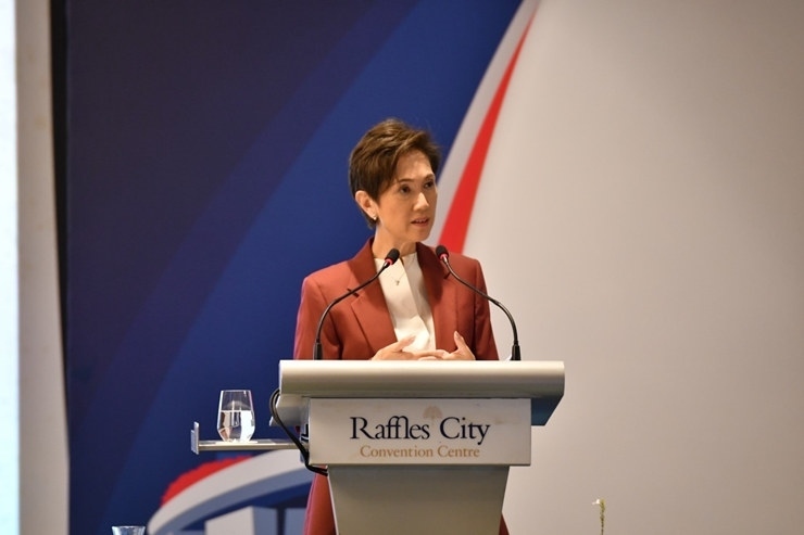 新加坡通訊及新聞部長兼內(nèi)政部第二部長楊莉明。新加坡南洋理工大學(xué)供圖