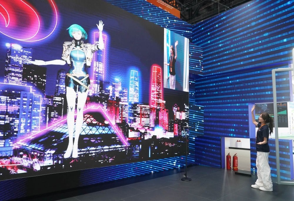 這是9月1日在國(guó)家會(huì)議中心拍攝的一款數(shù)字人。新華社記者 任超 攝