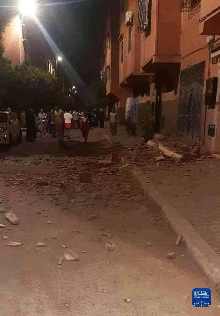 這是9月9日在摩洛哥南部城市馬拉喀什拍攝的震后景象。新華社發(fā)