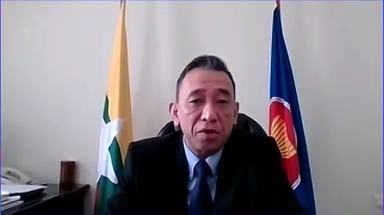 昂苗敏致辭。中國(guó)駐東盟使團(tuán)供圖