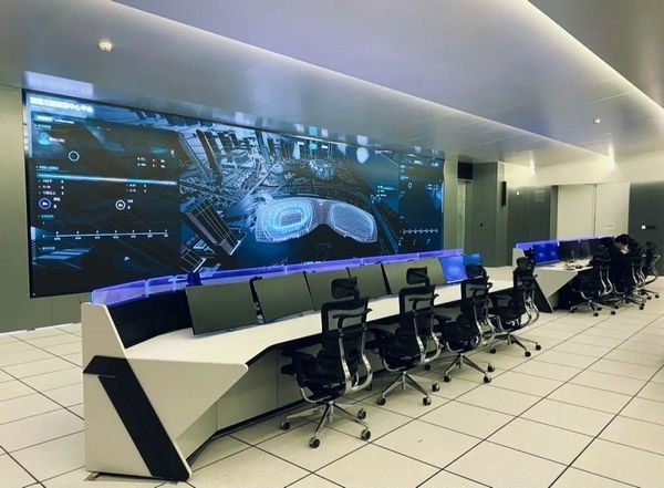 杭州奧體中心游泳館內(nèi)智慧可視化平臺。 圖片來源：場館建設(shè)方