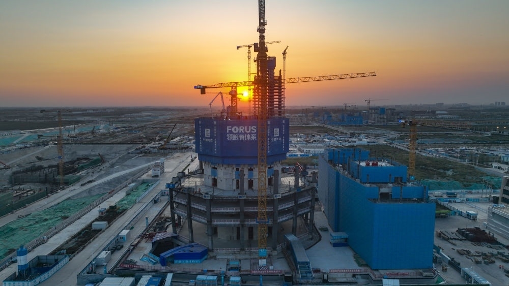 在雄安新區(qū)啟動區(qū)拍攝的中國中化大廈項(xiàng)目（9月21日攝，無人機(jī)照片）。新華社記者 張鋮 攝