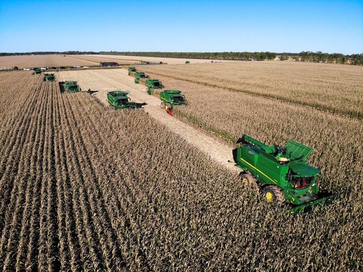 9月20日在位于黑龍江雙鴨山市友誼縣的北大荒農(nóng)業(yè)股份有限公司友誼分公司一地塊拍攝的秋收現(xiàn)場（無人機(jī)照片）。新華社記者 王松 攝