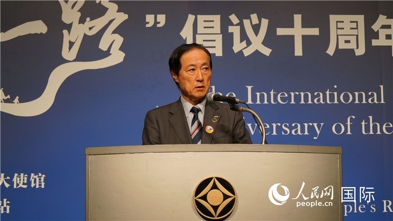 日本經(jīng)團聯(lián)副會長佐藤康博發(fā)言。人民網(wǎng) 蔣曉辰攝
