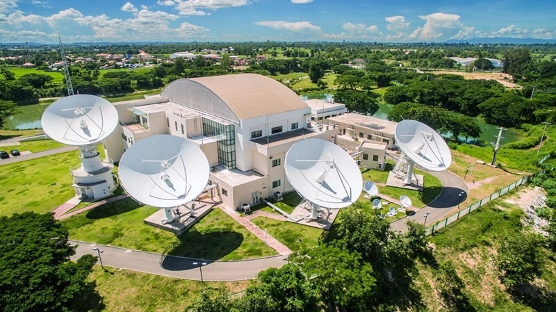 2016年8月1日拍攝的老撾首都萬象的老撾一號通信衛(wèi)星地面站全景。