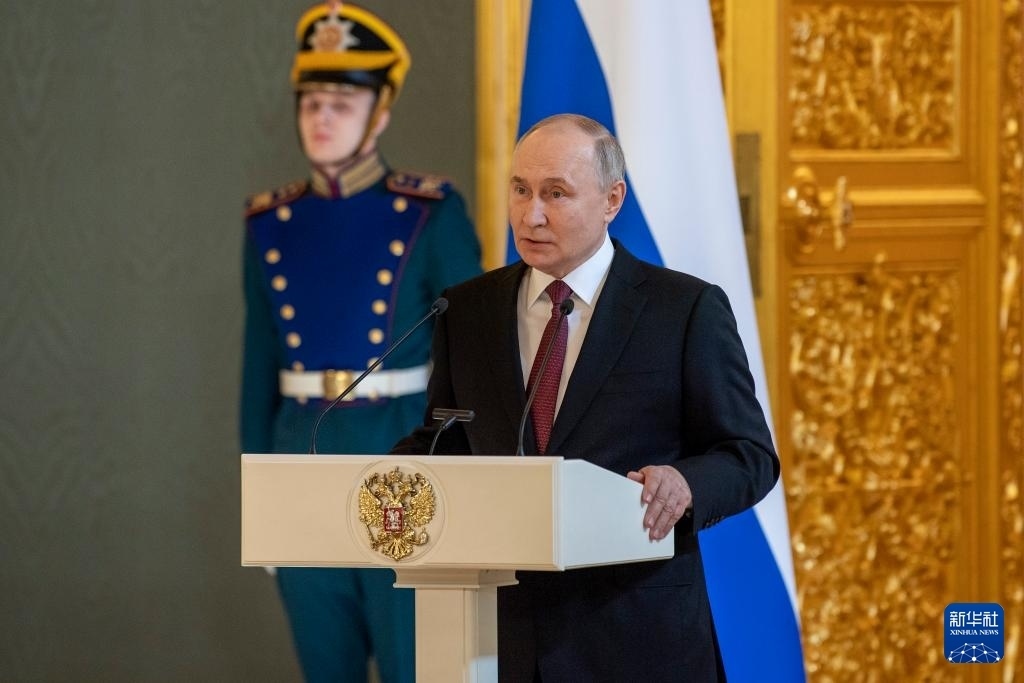 3月20日，俄羅斯總統(tǒng)普京在莫斯科克里姆林宮與其競(jìng)選團(tuán)隊(duì)代表舉行見面會(huì)。新華社記者 曹陽 攝