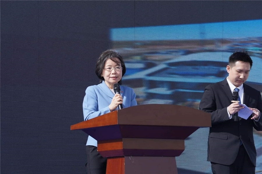 3月24日，沈敏娟大使致辭。駐蒙古使館供圖