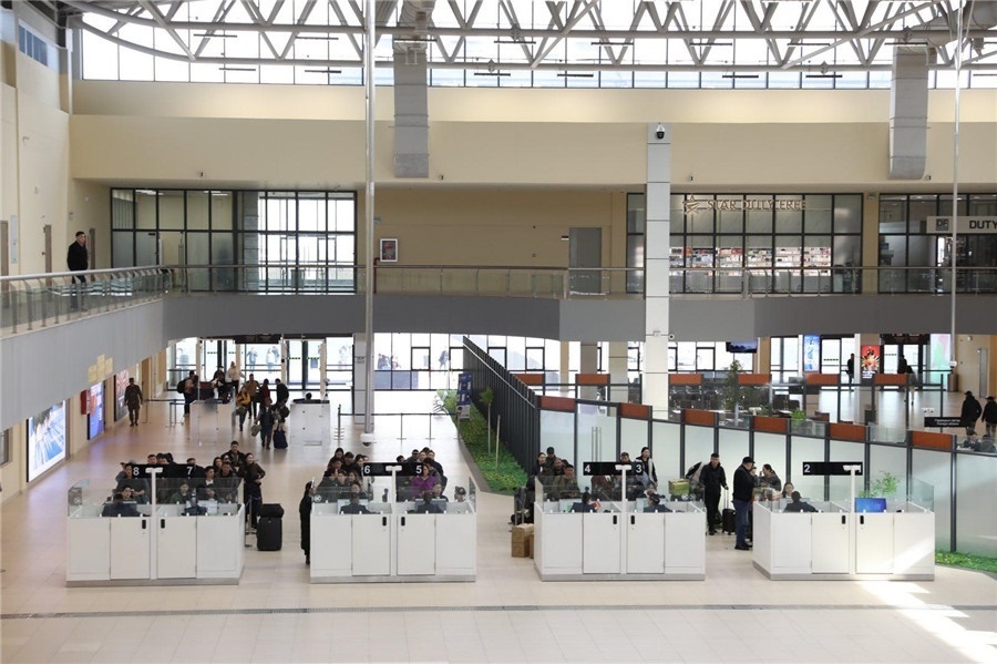 3月24日，扎門烏德口岸通關(guān)現(xiàn)場(chǎng)。駐蒙古使館供圖