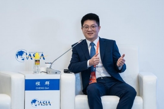 3月27日，猿輔導(dǎo)集團(tuán)副總裁、人工智能研究院院長(zhǎng)程群在分論壇上發(fā)言。新華社記者 曹夢(mèng)瑤 攝