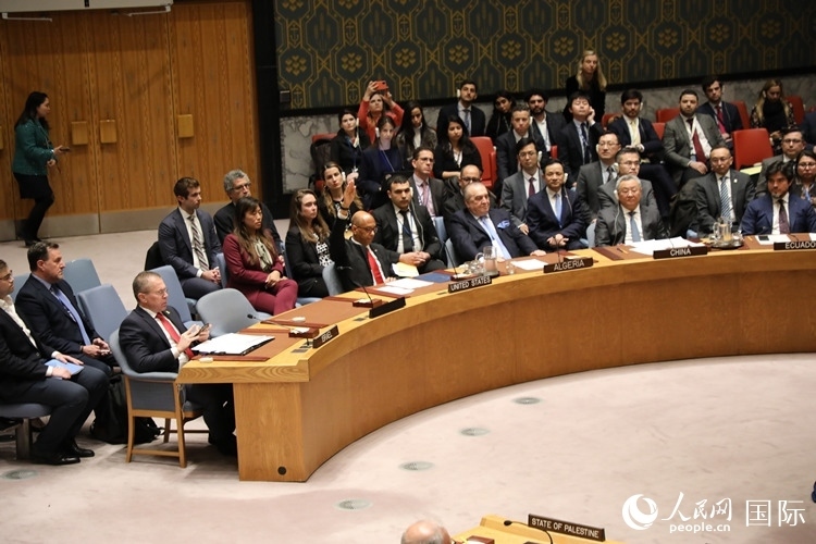 4月18日，安理會投票現(xiàn)場，12個成員投贊成票。 人民網(wǎng)記者 李志偉攝