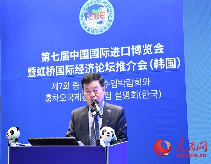 韓國貿(mào)易協(xié)會專務(wù)理事金高鉉發(fā)言。 人民網(wǎng) 程安康攝