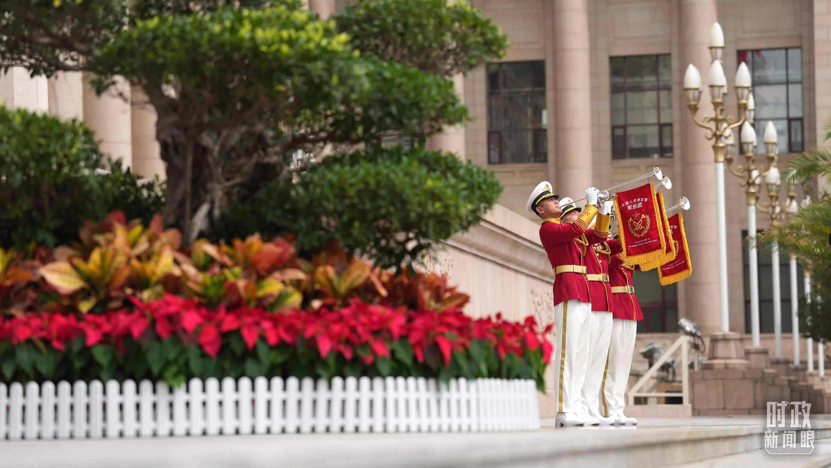 △歡迎儀式現(xiàn)場(chǎng)。（總臺(tái)國(guó)廣記者李晉拍攝）