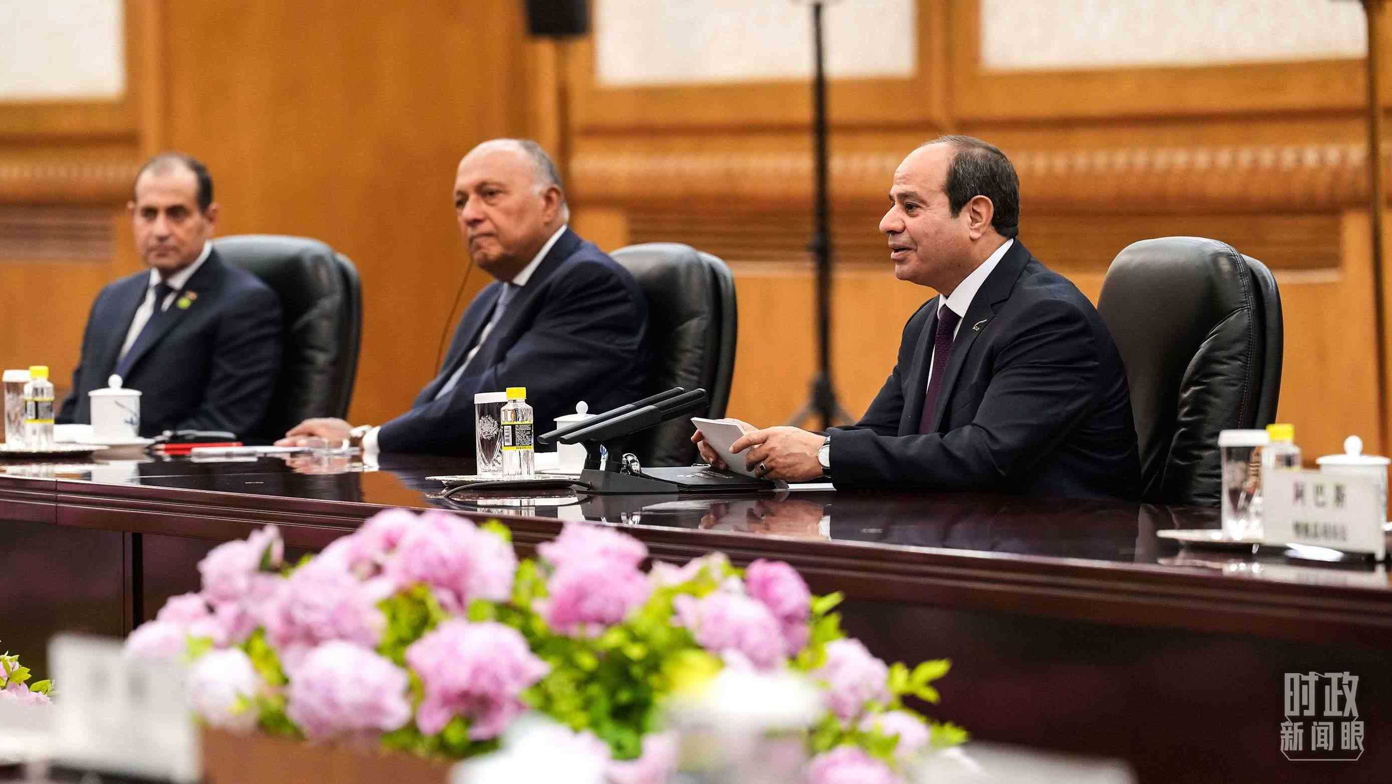 △會談中的塞西總統(tǒng)。（總臺國廣記者李晉拍攝）