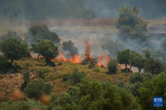 6月12日，以色列北部加利利地區(qū)遭受火箭彈襲擊后冒出滾滾濃煙。新華社發(fā)（阿亞爾·馬戈林?jǐn)z/基尼圖片社）