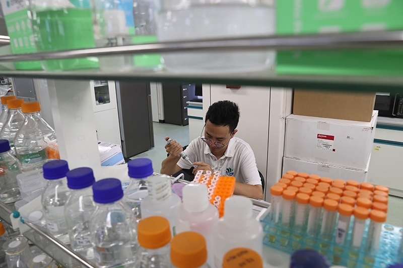 在三亞崖州灣科技城，一名青年科技工作者正在進(jìn)行科研工作。