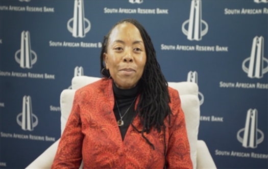 南非儲備銀行副行長、審慎監(jiān)管局首席執(zhí)行官芬迪?查齊巴納視頻發(fā)言。（中國建設(shè)銀行約翰內(nèi)斯堡分行供圖）