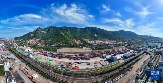 這是6月26日拍攝的中哈連云港物流合作基地（無人機照片）。新華社記者 季春鵬 攝