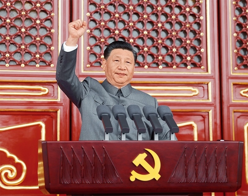 2021年7月1日，慶祝中國(guó)共產(chǎn)黨成立100周年大會(huì)在北京天安門廣場(chǎng)隆重舉行。中共中央總書記、國(guó)家主席、中央軍委主席習(xí)近平發(fā)表重要講話。 新華社記者 鞠鵬/攝