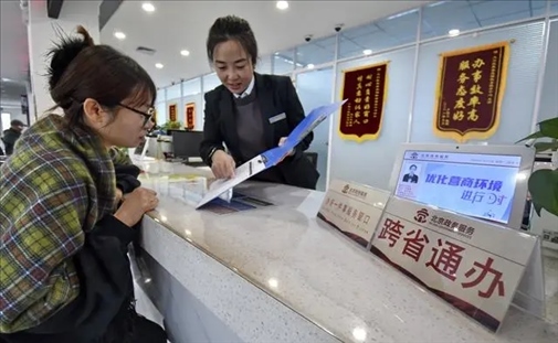 2024年3月25日，北京大興區(qū)，工作人員為群眾辦理跨省政務(wù)事宜。