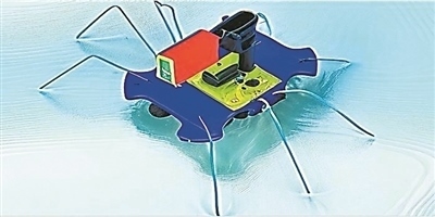 一種能夠在水面上滑行的自供電“蟲子”機(jī)器人。圖片來源：紐約州立大學(xué)賓漢姆頓分校