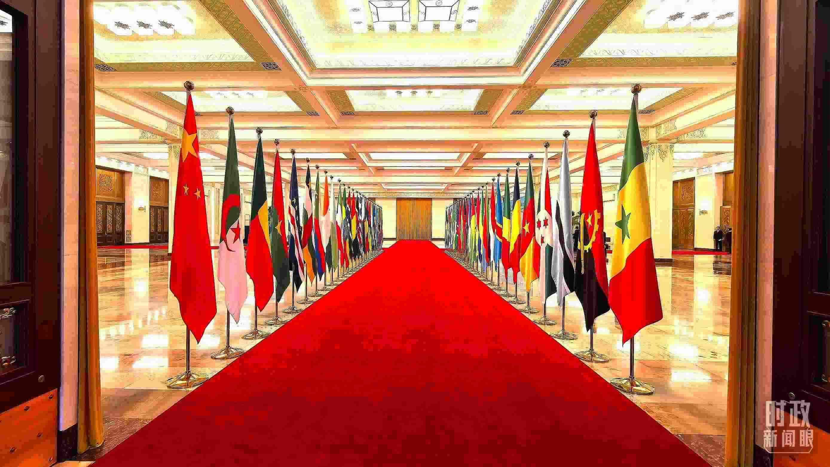  △人民大會(huì)堂內(nèi)的旗陣。（總臺(tái)央視記者馬超拍攝）