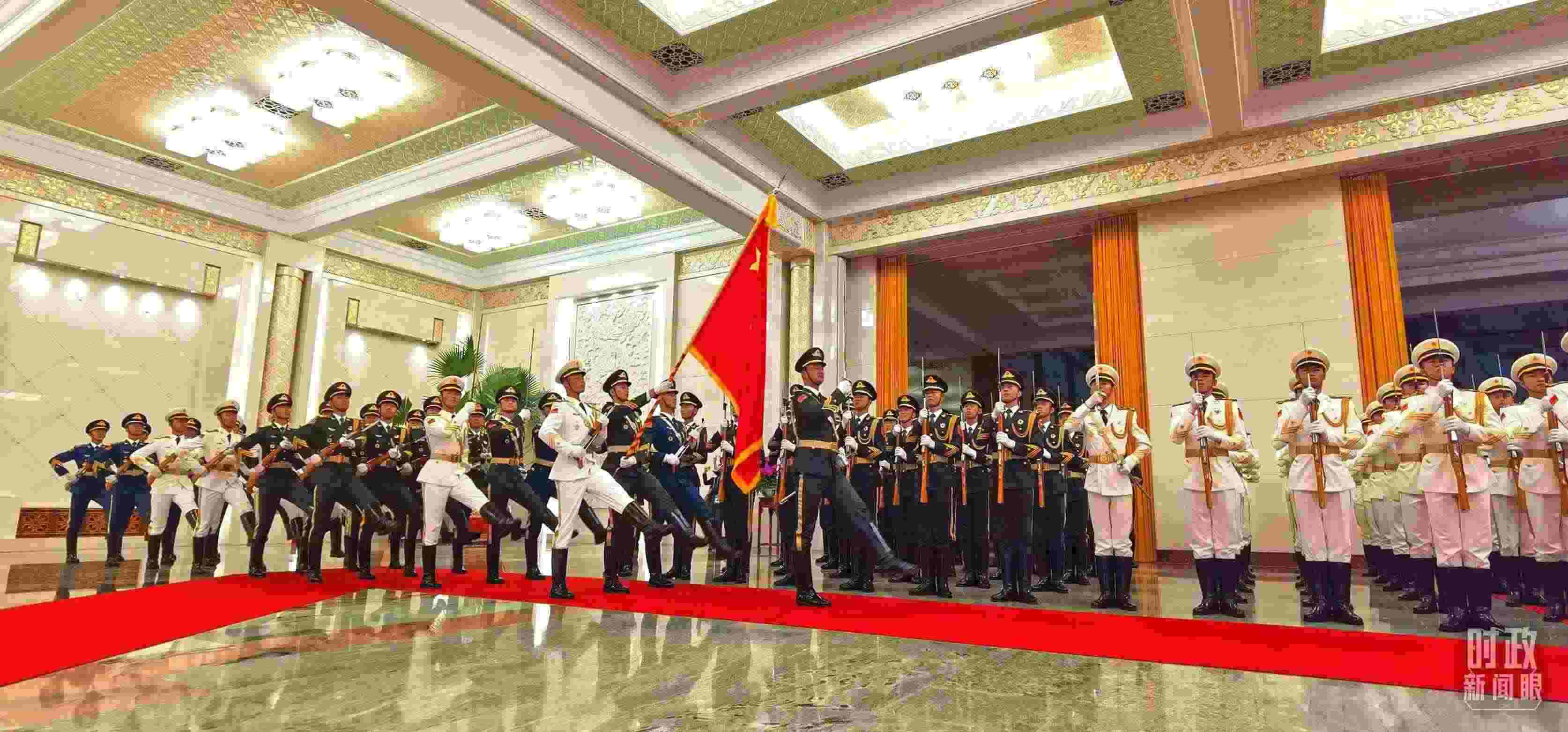 歡迎儀式上的儀仗隊(duì)。（總臺(tái)央視記者郭鴻拍攝）