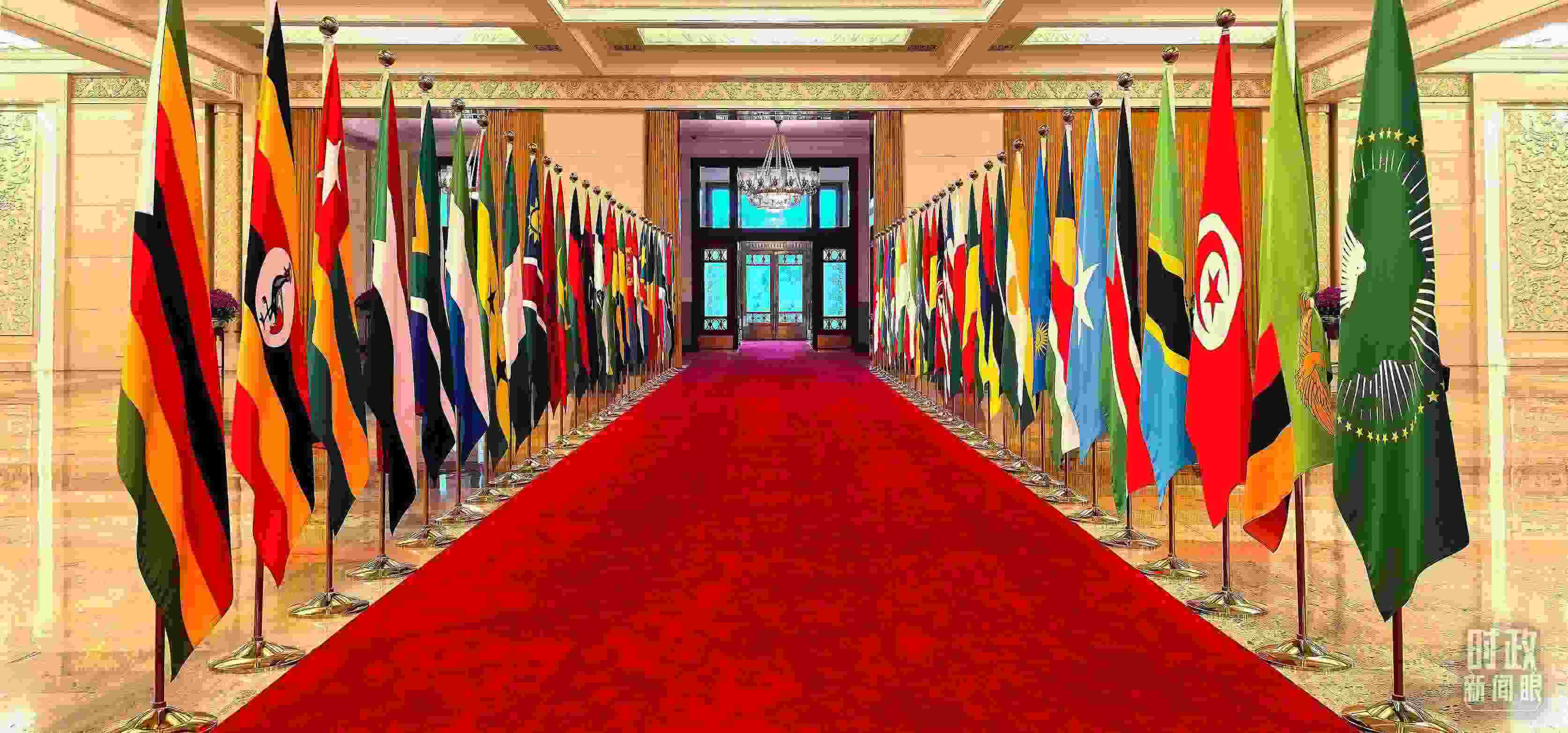 人民大會(huì)堂擺放的旗陣。（總臺(tái)央視記者馬超拍攝）