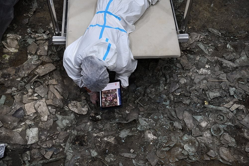 2022年6月28日，四川德陽，三星堆7號祭祀坑發(fā)掘現(xiàn)場。