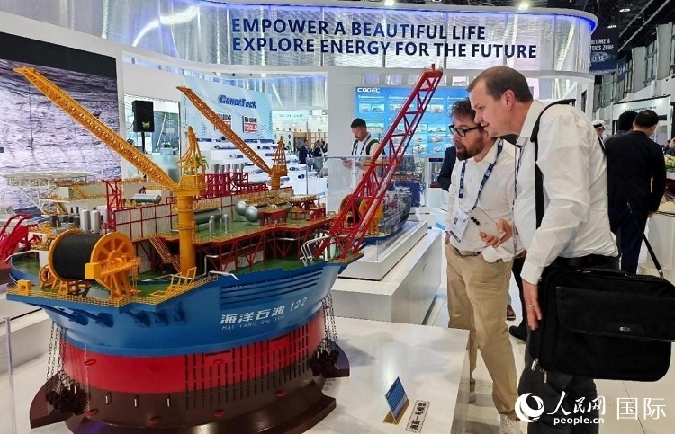 觀眾在中企展臺參觀。人民網(wǎng)記者管克江攝