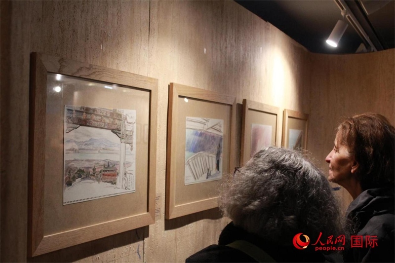 法國觀眾在欣賞展品。人民網記者 尚凱元攝
