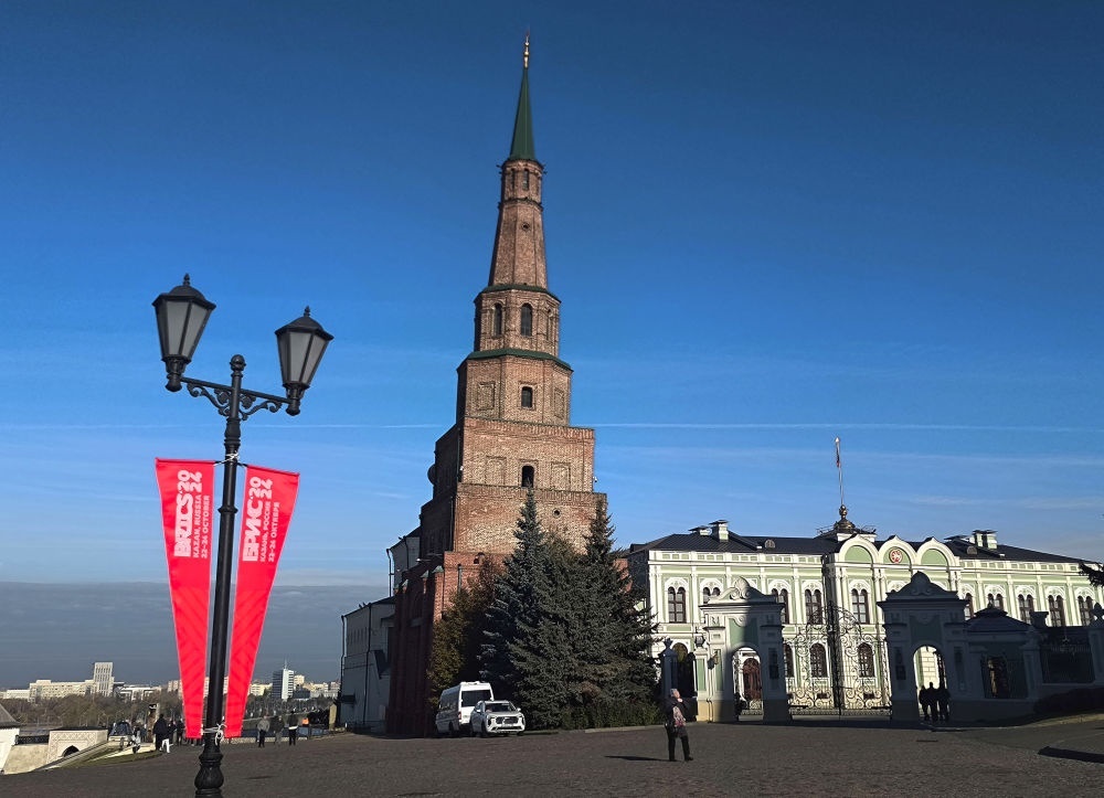 這是2024年10月20日拍攝的俄羅斯喀山克里姆林宮一景。新華社記者 丁海濤 攝