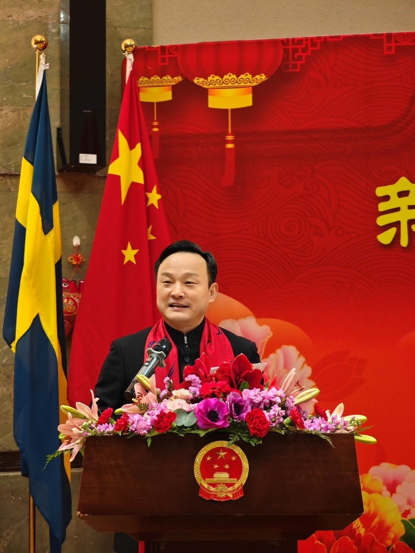 中國(guó)駐哥德堡總領(lǐng)事楊培棟致辭。中國(guó)駐哥德堡總領(lǐng)館供圖