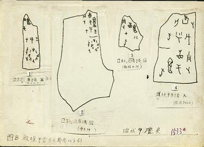 周堯?yàn)椤吨袊?guó)昆蟲學(xué)史》摹寫的甲骨文材料。老科學(xué)家學(xué)術(shù)成長(zhǎng)資料采集工程供圖