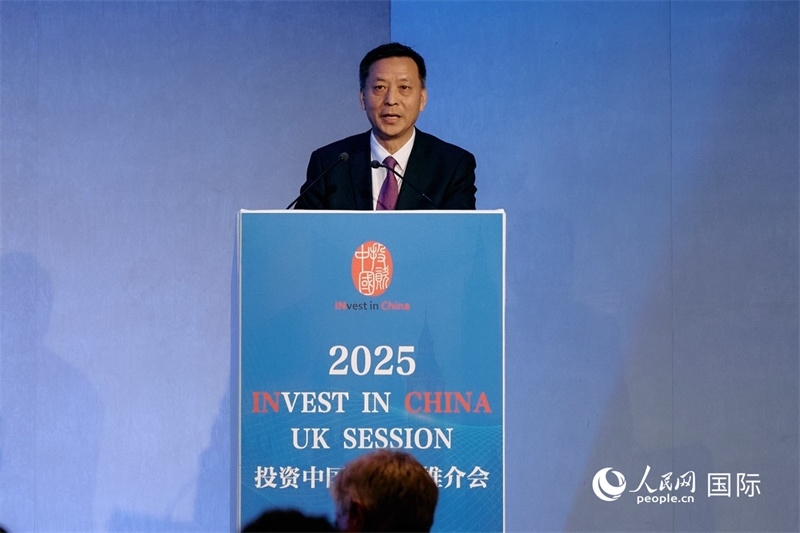 中國駐英國大使館經(jīng)濟商務公使余本林發(fā)表致辭。楊浩鵬攝