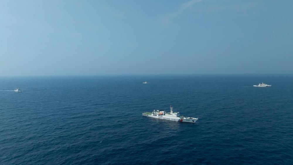 4月22日，中越海警艦艇編隊在北部灣海域開展聯(lián)合巡邏。（中國海警供圖）