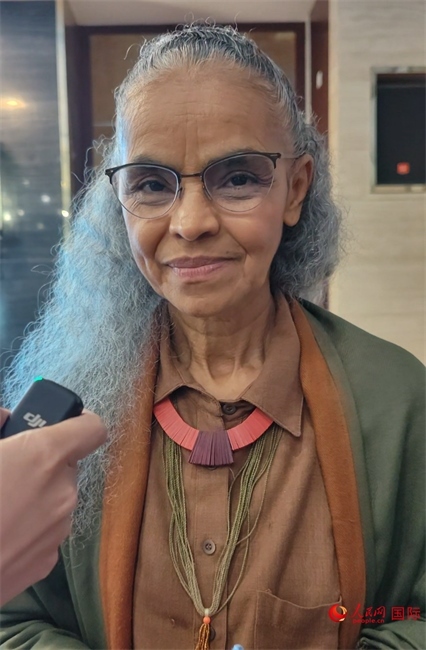 巴西環(huán)境與氣候部部長瑪麗娜·席爾瓦接受人民網(wǎng)采訪。人民網(wǎng)記者 符園園攝